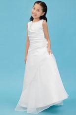 Simple Ruched Side Flower Embellish Wedding Flower Girl Dresses