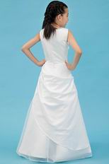 Simple Ruched Side Flower Embellish Wedding Flower Girl Dresses