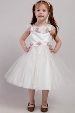 Square Tea-length Hand Made Flowers Dresses For Flower Girl