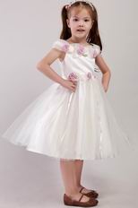 Square Tea-length Hand Made Flowers Dresses For Flower Girl