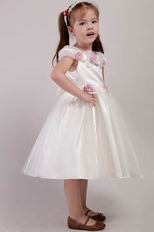 Square Tea-length Hand Made Flowers Dresses For Flower Girl