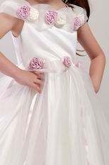 Square Tea-length Hand Made Flowers Dresses For Flower Girl