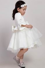 Square Long Sleeves 2014 Flower Little Girl Dress With Flower