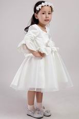 Square Long Sleeves 2014 Flower Little Girl Dress With Flower