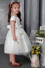 White A-line Square Tea-length Tulle Flower Girl Dress Online