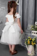 White A-line Square Tea-length Tulle Flower Girl Dress Online