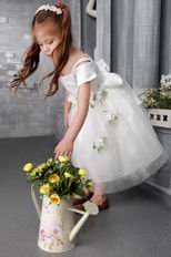 White A-line Square Tea-length Tulle Flower Girl Dress Online