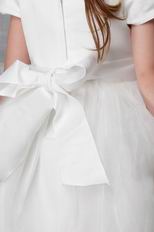 White A-line Square Tea-length Tulle Flower Girl Dress Online