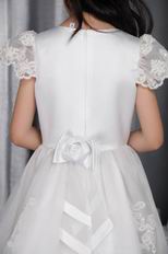 White A-line Scoop Ankel-length Organza Lace Flower Girl Dress