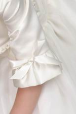 White A-line Scoop Tea-length Organza Sash Flower Girl Dress