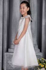 Princess Bateau Tea-length Tulle Lace Flower Girl Dress