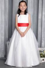 Scoop Neckline Floor-length Flower Girl Dress With Belt