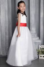 Scoop Neckline Floor-length Flower Girl Dress With Belt