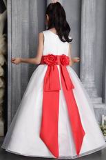 Scoop Neckline Floor-length Flower Girl Dress With Belt