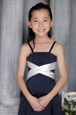 Spaghetti Straps Navy Blue Column Floor-length Flower Girl Dress