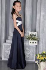 Spaghetti Straps Navy Blue Column Floor-length Flower Girl Dress