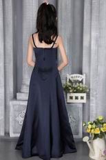 Spaghetti Straps Navy Blue Column Floor-length Flower Girl Dress