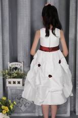 Scoop Tea-length Taffeta Belt and Appliques Flower Girl Dress