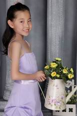 Lavender A-line Straps Brush Bubble Skirt Flower Girl Dress With Belt