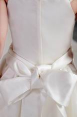 White A-line Straps Ankle-length Taffeta Bowknot Flower Girl Dress