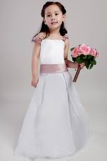 Floor Length A-line Silhouette Flower Girl Dress With Belt