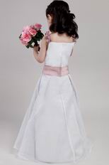 Floor Length A-line Silhouette Flower Girl Dress With Belt