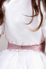 White A-line Belt Embroidery Toddler Flower Girl Dress With Jacket