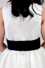 White A-line Scoop Floor-length Organza Belt Little Girl Dress