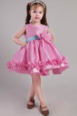 Rose Pink Princess Scoop Hand Made Flowers Little Girl Dress