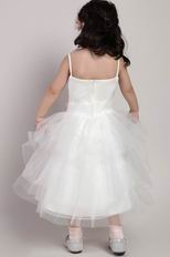 Spaghetti Straps Tea-length Little Girl Dress For Wedding Party