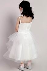 Spaghetti Straps Tea-length Little Girl Dress For Wedding Party