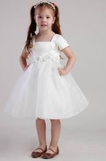 Square Knee-length Organza Little Girl Dress For Wedding Party