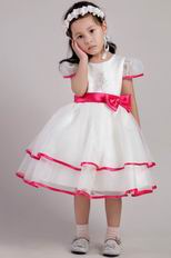 Cute Organza Bowknot Emberllish Little Girl Dress