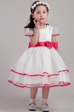 Cute Organza Bowknot Emberllish Little Girl Dress