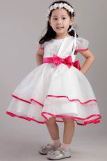 Cute Organza Bowknot Emberllish Little Girl Dress