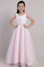 Square Neckline Floor Length Pink Dresses For Flower Girl