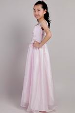 Square Neckline Floor Length Pink Dresses For Flower Girl