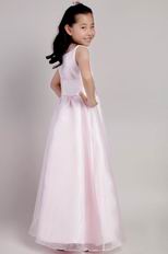 Square Neckline Floor Length Pink Dresses For Flower Girl