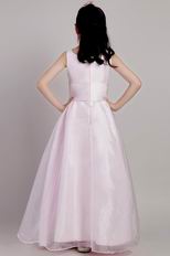 Square Neckline Floor Length Pink Dresses For Flower Girl