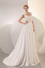 Pretty Cream Chiffon V-Neck Corset Maternity Prom Dress