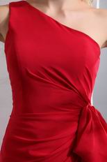 Pretty Right One Shoulder Floor Length Crimson Formal Dress
