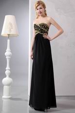 Pretty Golden Embroidery Black Prom Dress And Lace Jacket