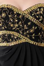 Pretty Golden Embroidery Black Prom Dress And Lace Jacket