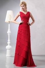 Decent Layers Cascade Skirt Side Draped Wine Red Sale Prom Dress