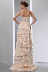 Unique Ruffled Layers Cascade Bisque Chiffon Design Prom Dress