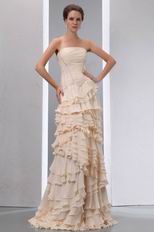 Unique Ruffled Layers Cascade Bisque Chiffon Design Prom Dress