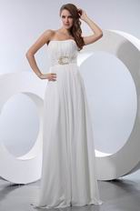 Sweetheart Ruched Applique Belt Ivory Quality Chiffon Prom Dress