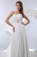 Sweetheart Ruched Applique Belt Ivory Quality Chiffon Prom Dress