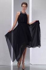 Halter Top High Low Customized Tailoring Black Prom Dress