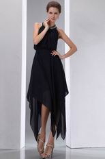 Halter Top High Low Customized Tailoring Black Prom Dress